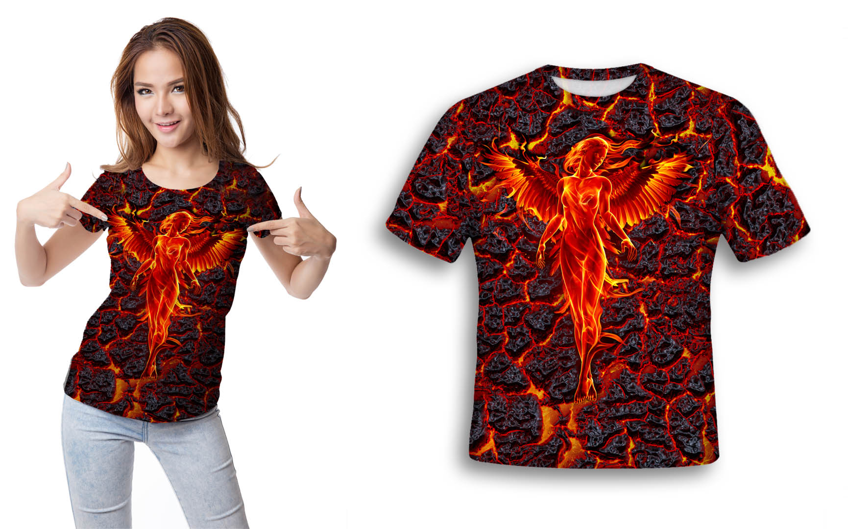 

Koszulka 3D T-shirt Fire Angel XL Modna Orginalna