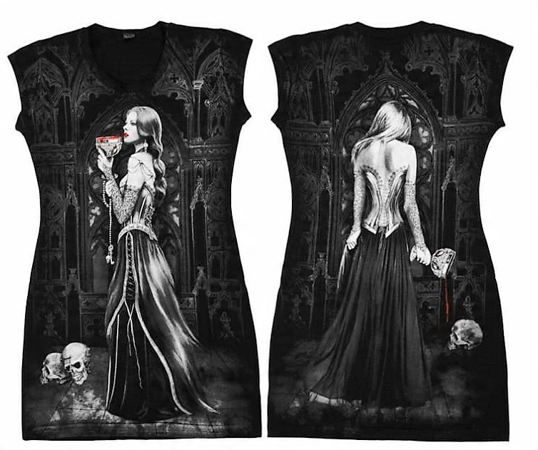 

Bluzka Top tunika mini Gothic Priestess TD27 L