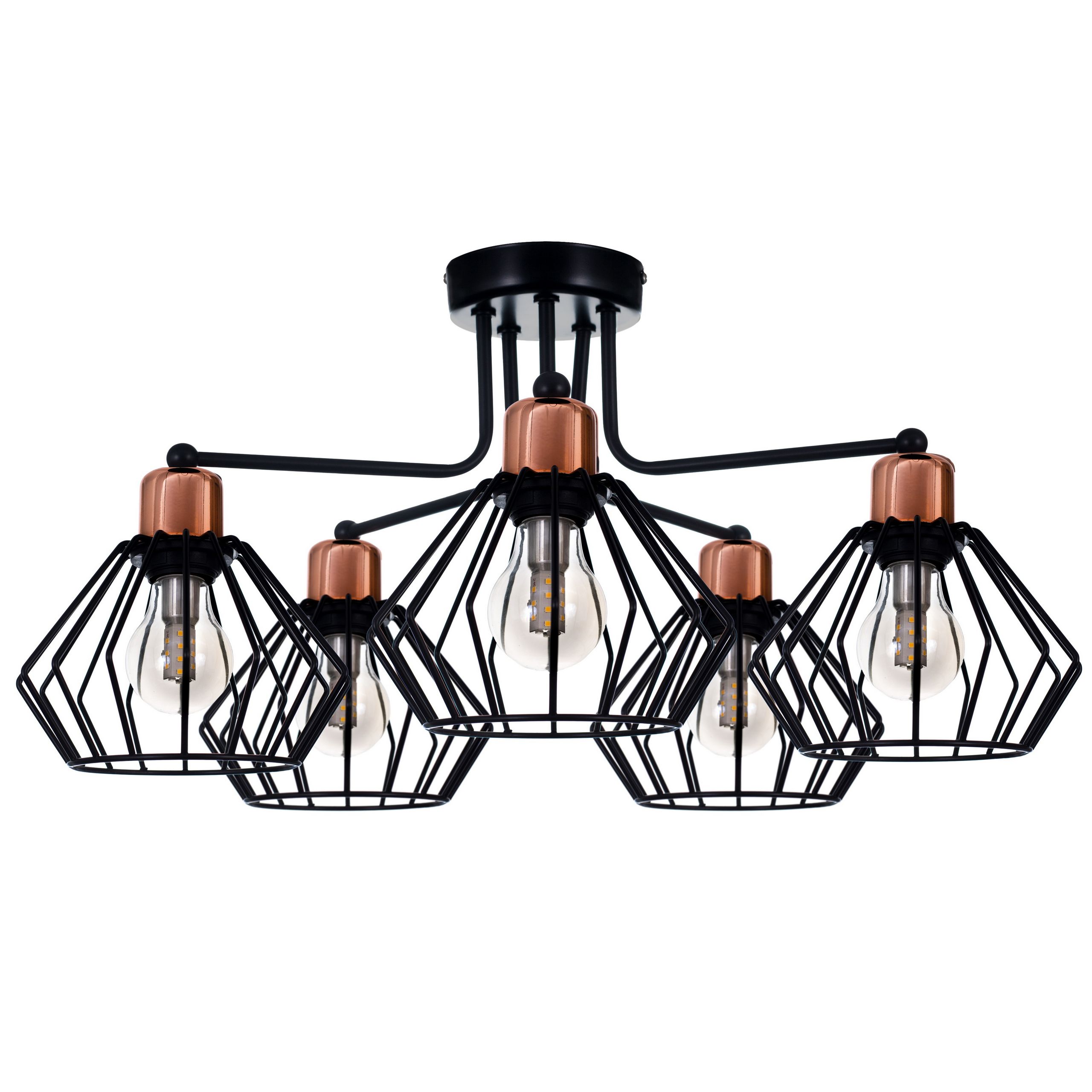 

Lampa Żyrandol Plafon Led Styl Retro 5czarny/miedź