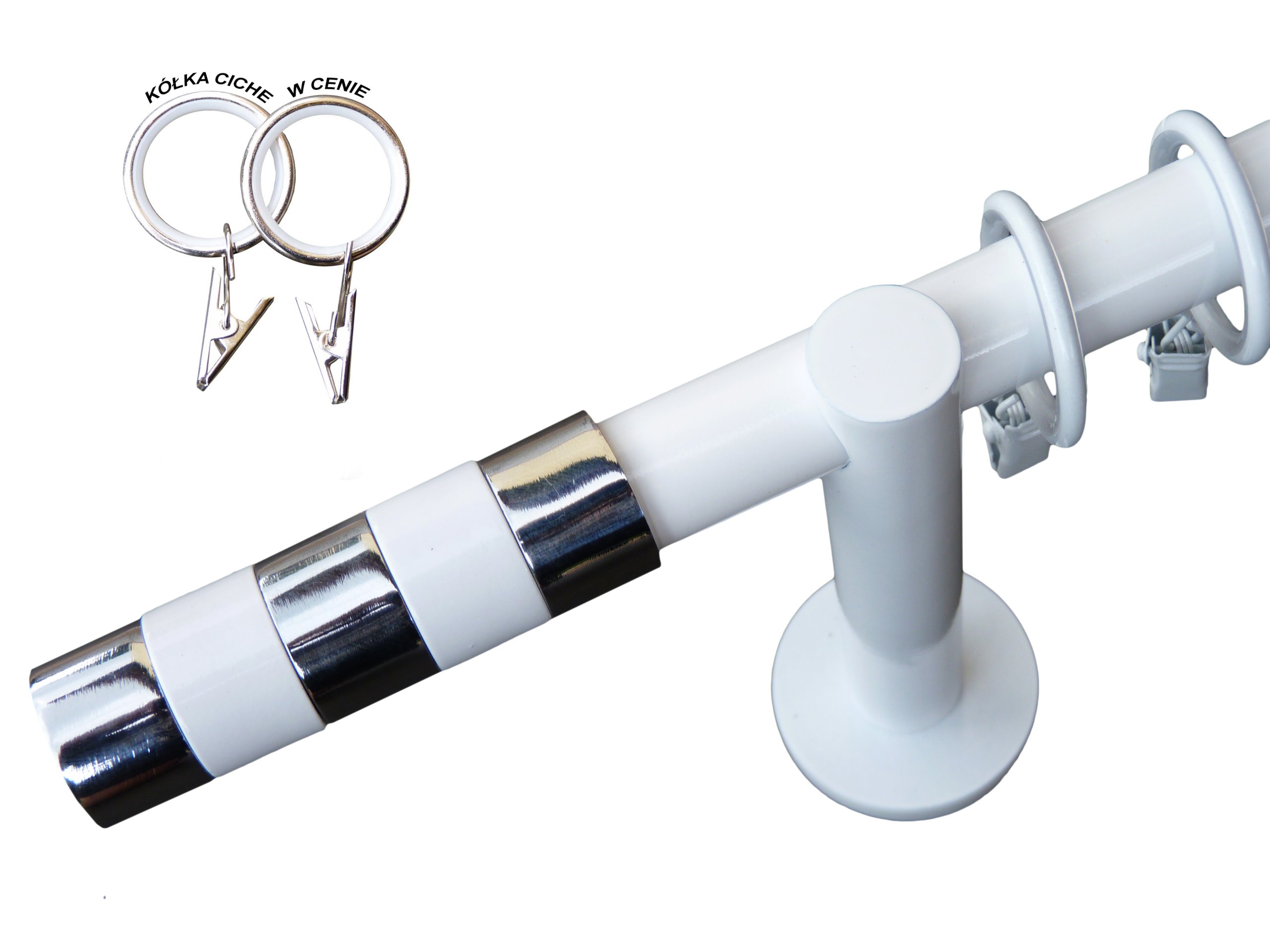 KARNISZE KARNISZ BIAŁY FIRANKA ZASŁONA 19MM 240CM