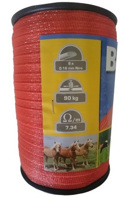 TAŚMA BASIC PASTUCH KONIE 200 MB/20 MM POMARAŃCZOW Długość 200 m