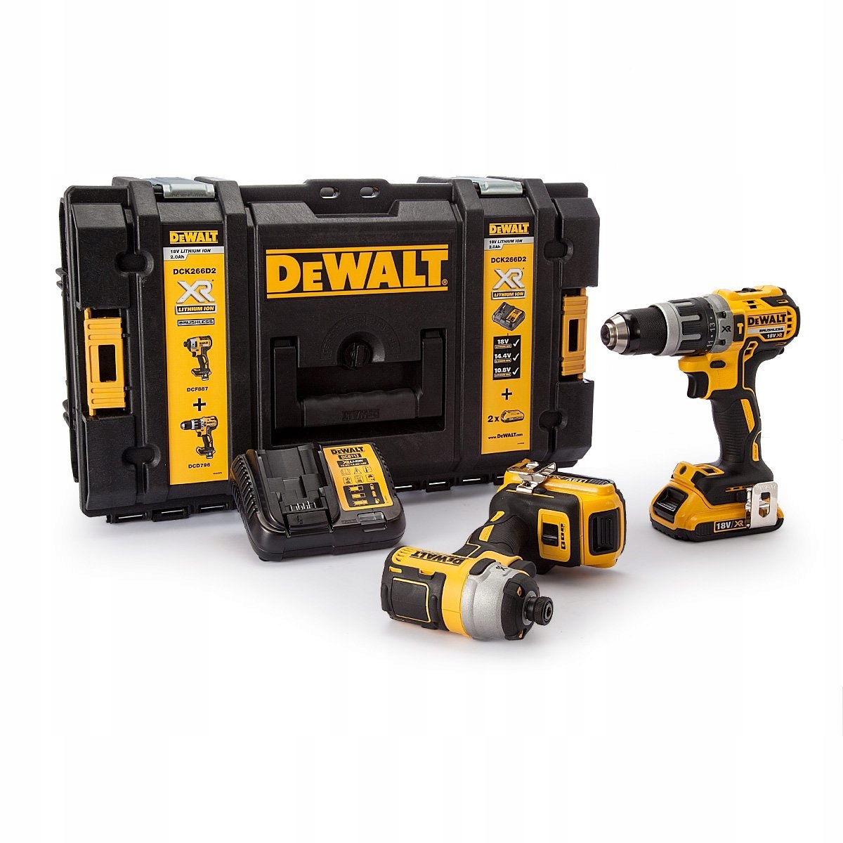 Sada 18V 2x5Ah šroubovák DCD796 šroubovák DCF887 DeWalt DCK266P2 DS150