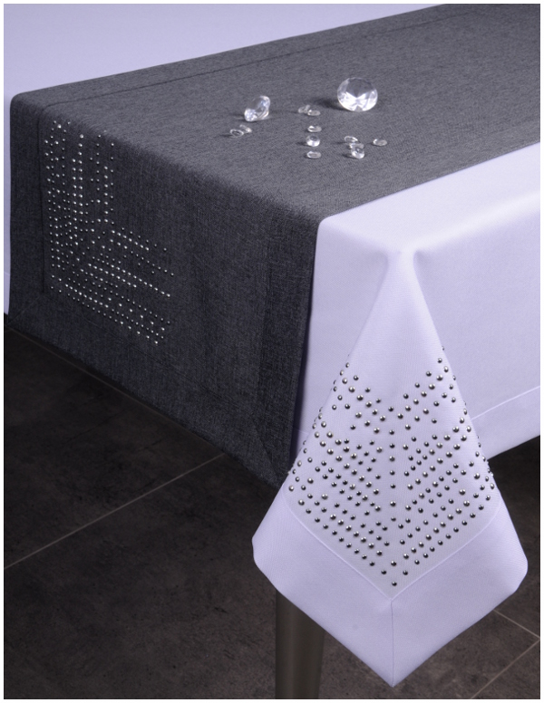 obrus PANAMA DECOR dżety 240x140 plamoodporny biały Szerokość produktu 140 cm