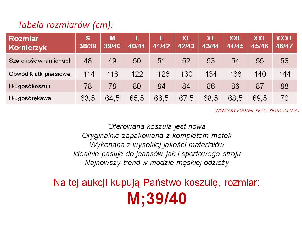 KOSZULA Z DŁUGIM RĘKAWEM NIEBIESKA roz M 39/40 Płeć mężczyzna