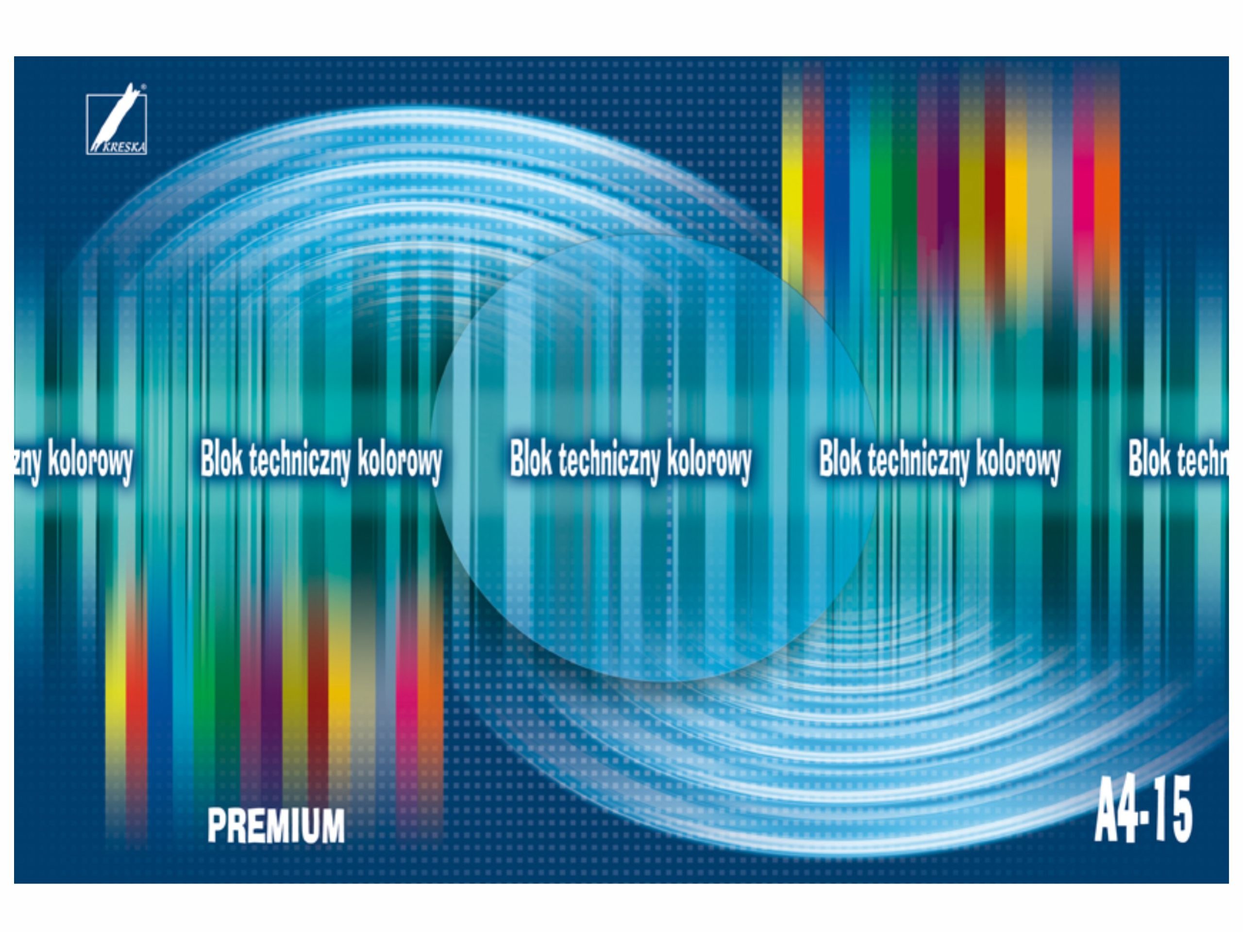 Blok techniczny Kreska Premiu A4 kolorowy 15k 180g Marka Kreska