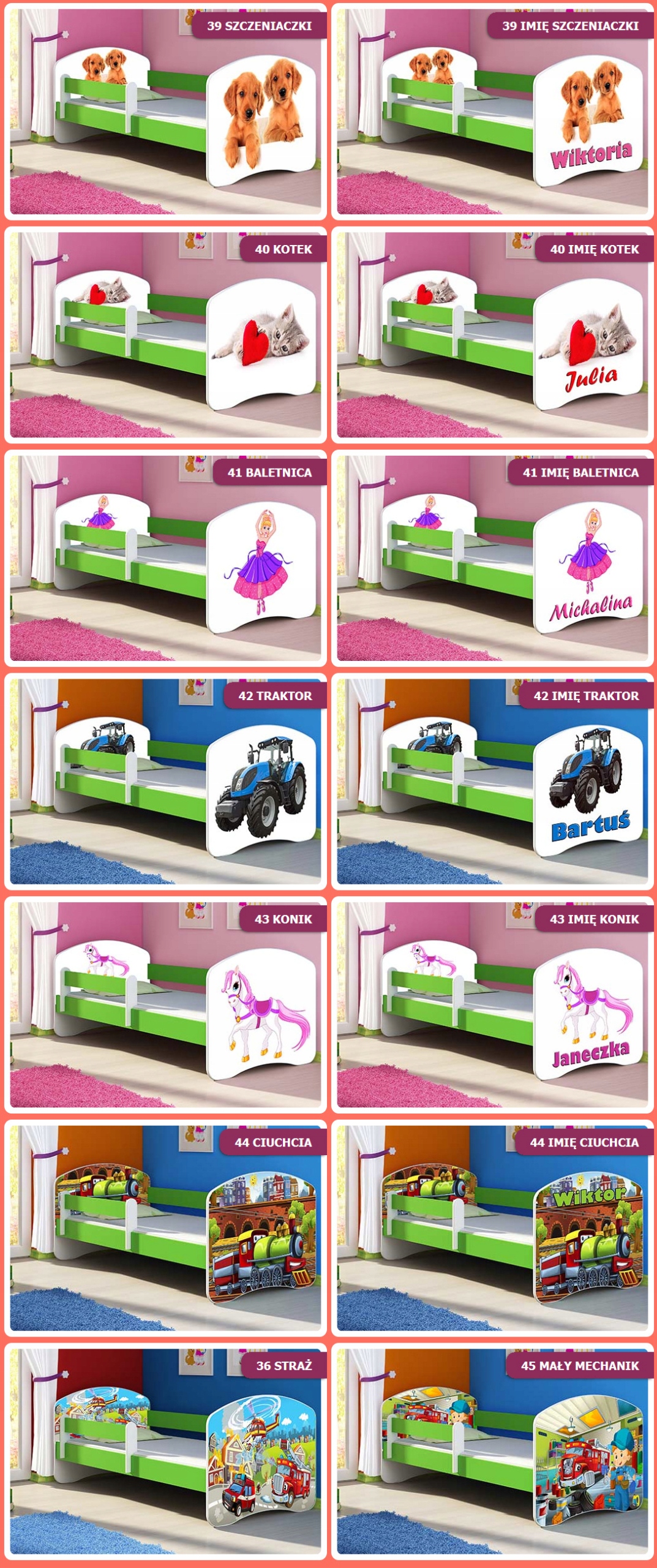 Łóżko dziecięce 140X70 + materac ZIELONE ACMA Marka Acma