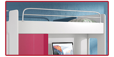 Łóżko piętrowe RAJ 4S z biurkiem i schodkami kompletne z materacem -połysk Typ łóżko piętrowe