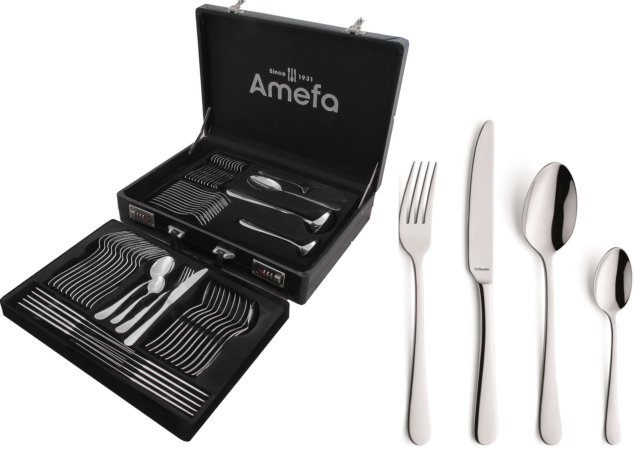 

Amefa 65 Sztućce 1410 Zestaw Austin Walizka Połysk