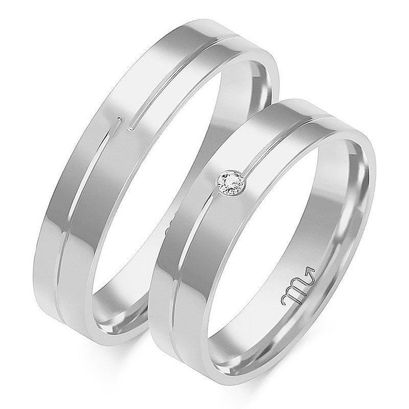 Zlaté Svatební Prsteny S Diamantem 4,5 mm id O-80B