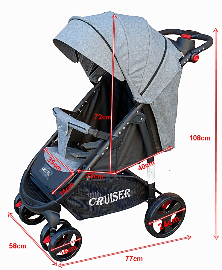 Duża , mocna spacerówka, szary kolor stabilna EAN (GTIN) 5902581656063