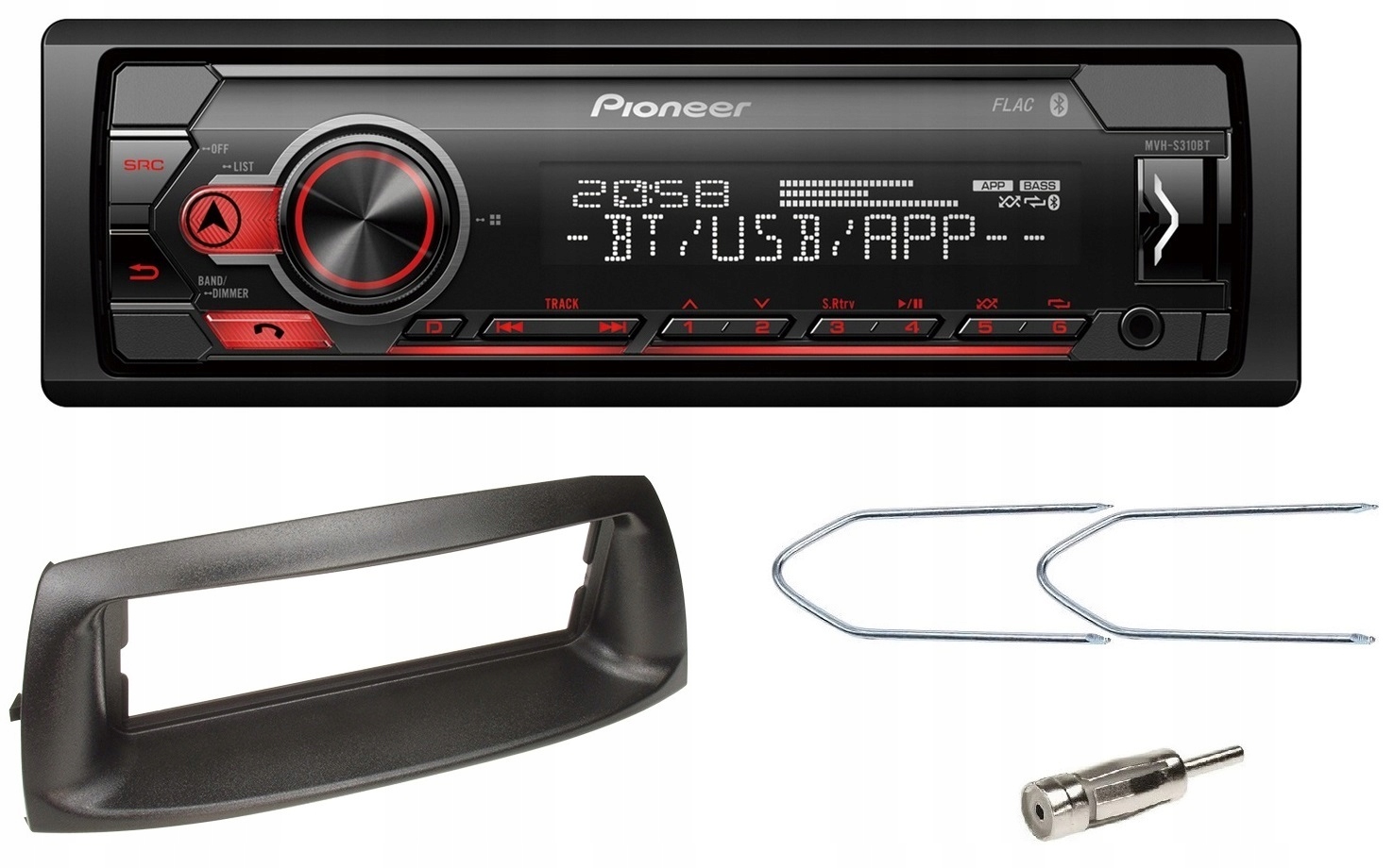 Autorádio Pioneer MVH-S310BT Bluetooth Fiat Punto 2 Classic rámček