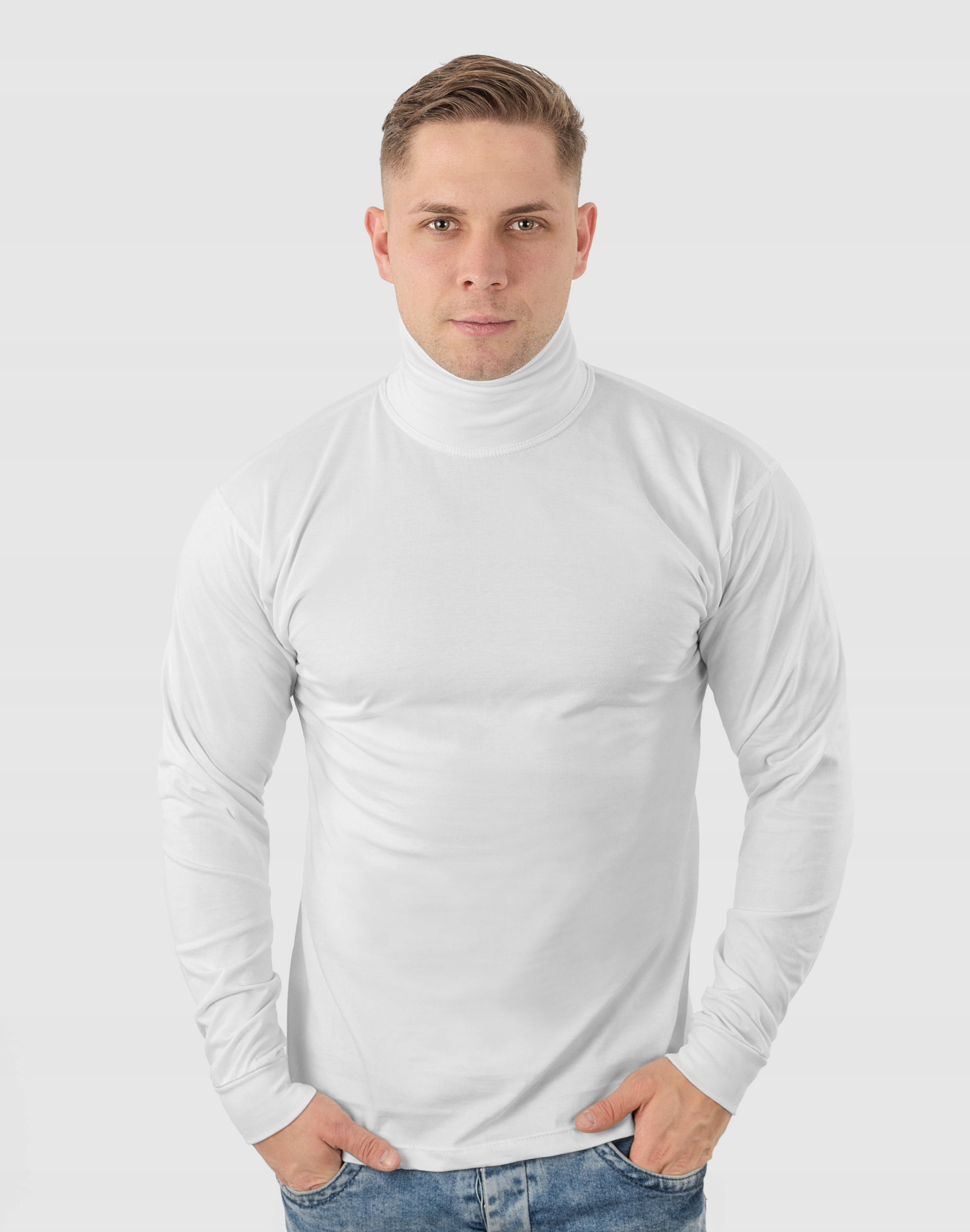 Elegancki Sweter Golf Męski Golfy WXM r 3XL biały Rozmiar 3XL