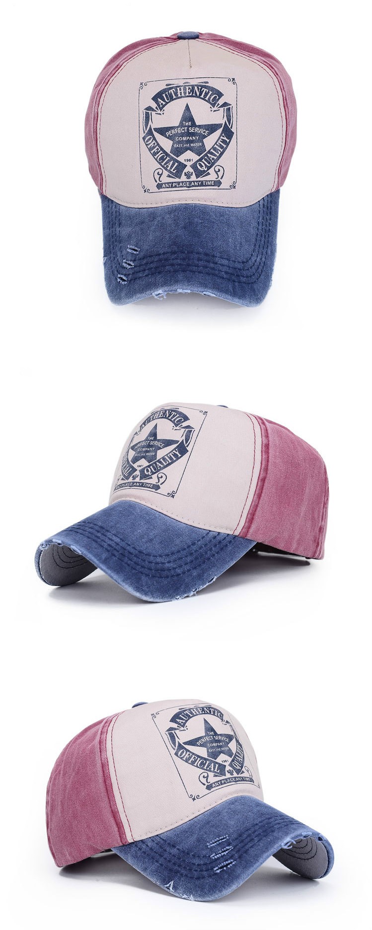 CZAPKA VINTAGE BASEBALL GRUNGE ZNOSZONA NIEB-CZER Rozmiar uniwersalny