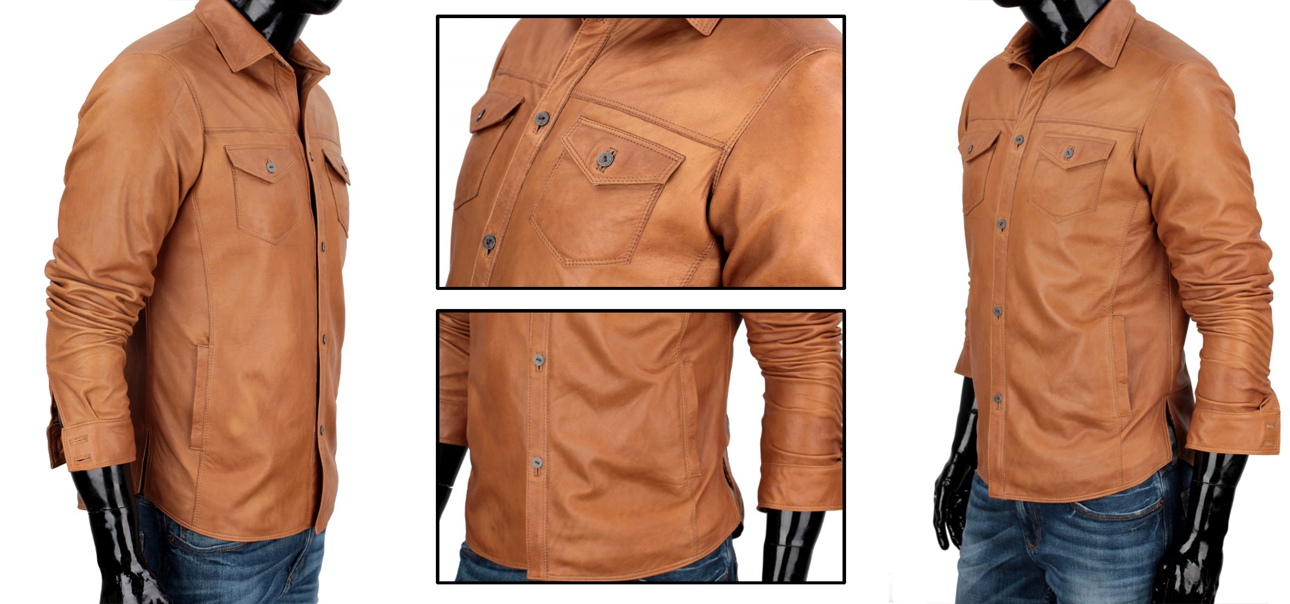 Koszula Skórzana Męska Na Lato DORJAN WIL084 S Kolor brązowy