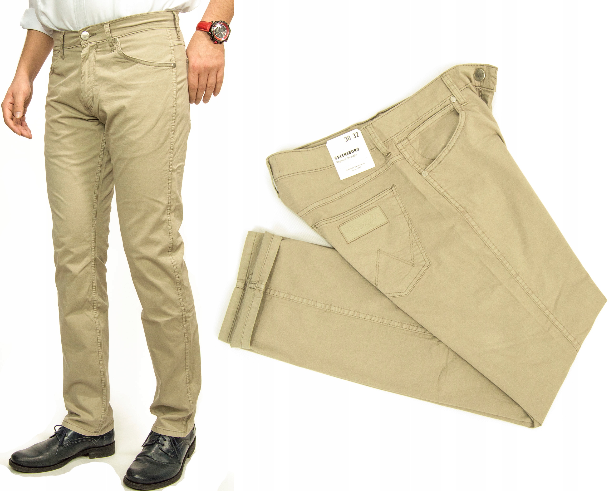 Wrangler Greensboro Camel Kalhoty Materiál W30 L34