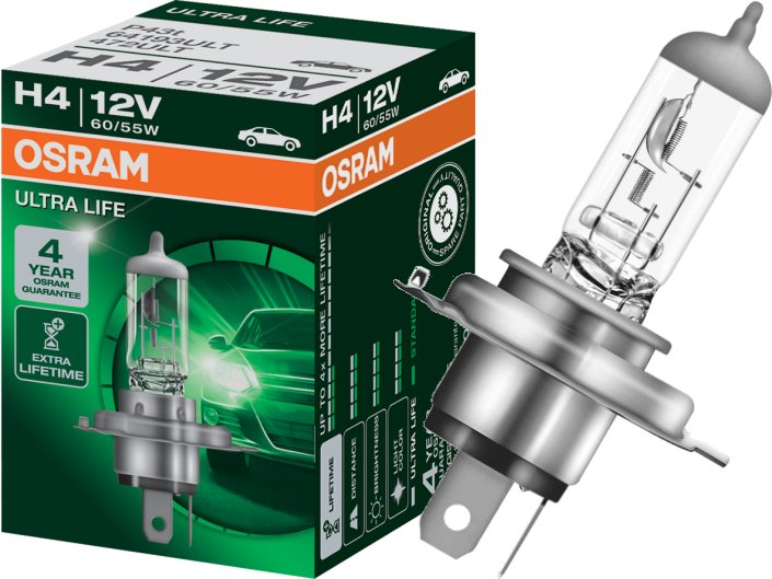 

Osram Ultra Life H4 12V 60/55W 4x dłuższa trwałość