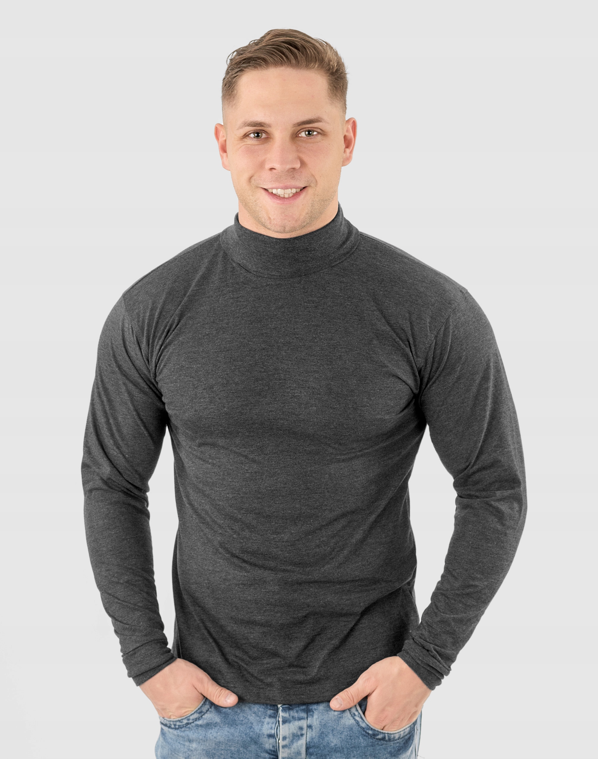 Elegancki Sweter Golf Męski Golfy WXM r L antracyt Rozmiar L