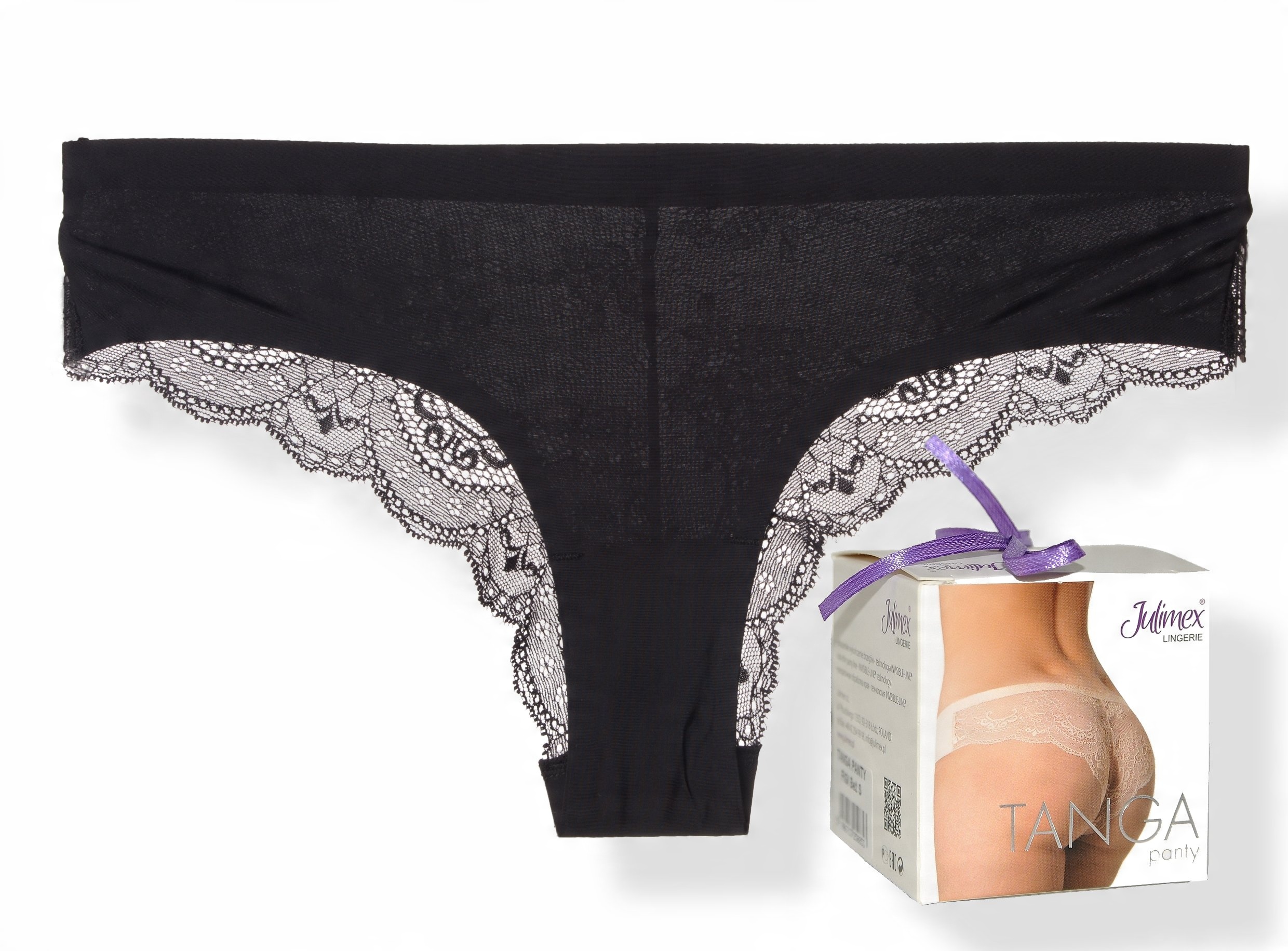 

Julimex Tanga koronka bezszwowe czarne rozmiar M