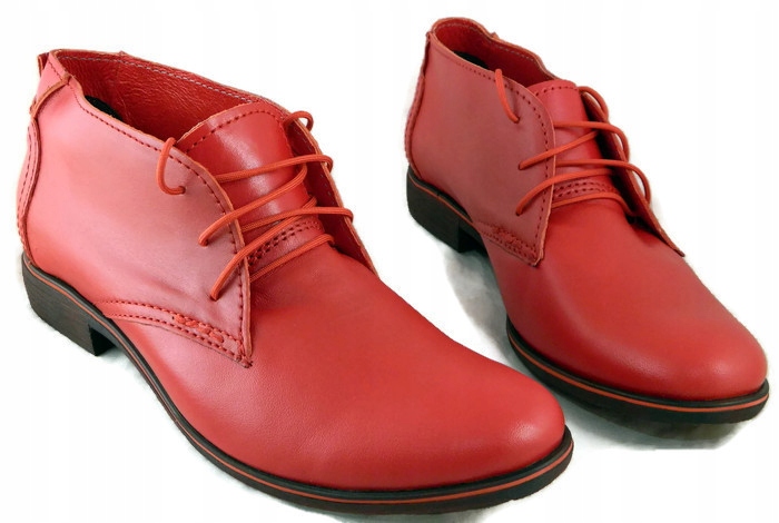 STYLOWE SZNUROWANE TRZEWIKI PÓŁBUTY SKÓRA UNI-60 Odcień atramentowy