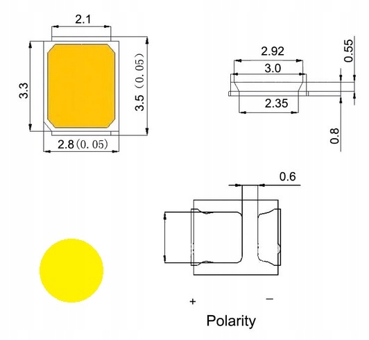 

Art Diody Led SMD-2835 Ultra Yellow Cena za 10szt