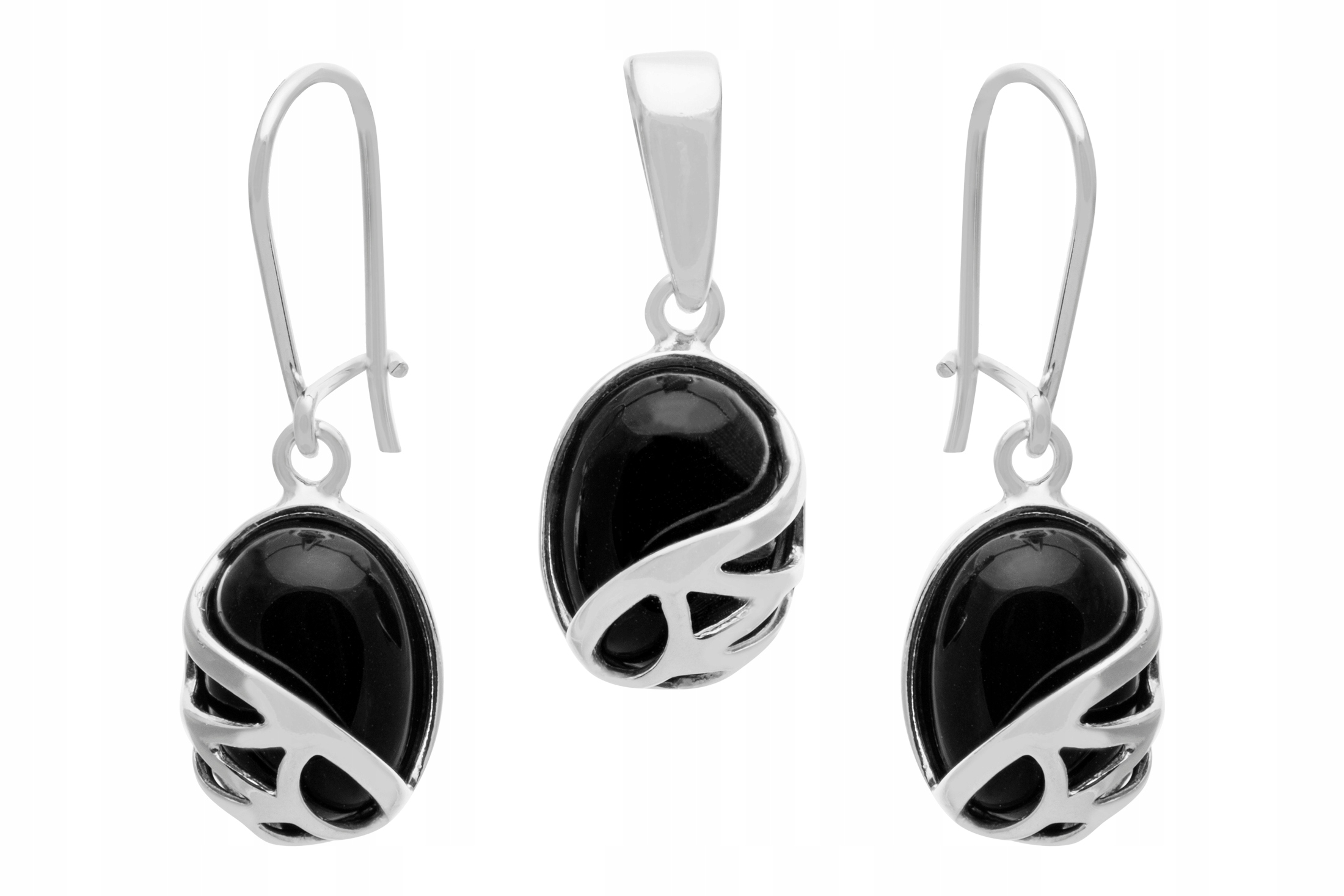Stříbrný Komplet Náušnice Přívěsek Onyx Dárek