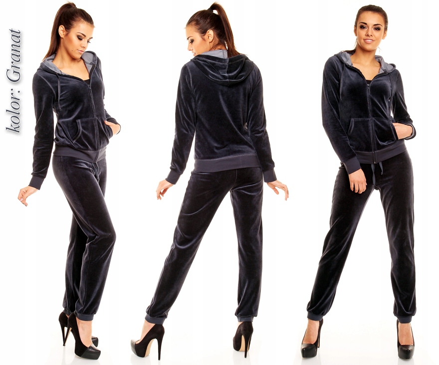DRES DAMSKI WELUROWY wygodny komplet dresowy 8 KOLORÓW BORDO XL Kolor inny kolor