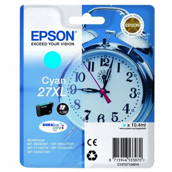 

Tusz org. Epson 27XL Cy T2712 WF3620 WF3640 WF7110