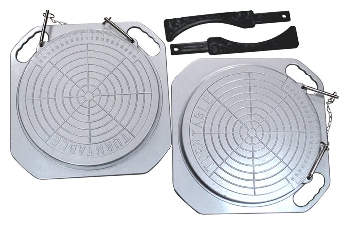 Turntables for the alignment of the wheel geometry with the scale