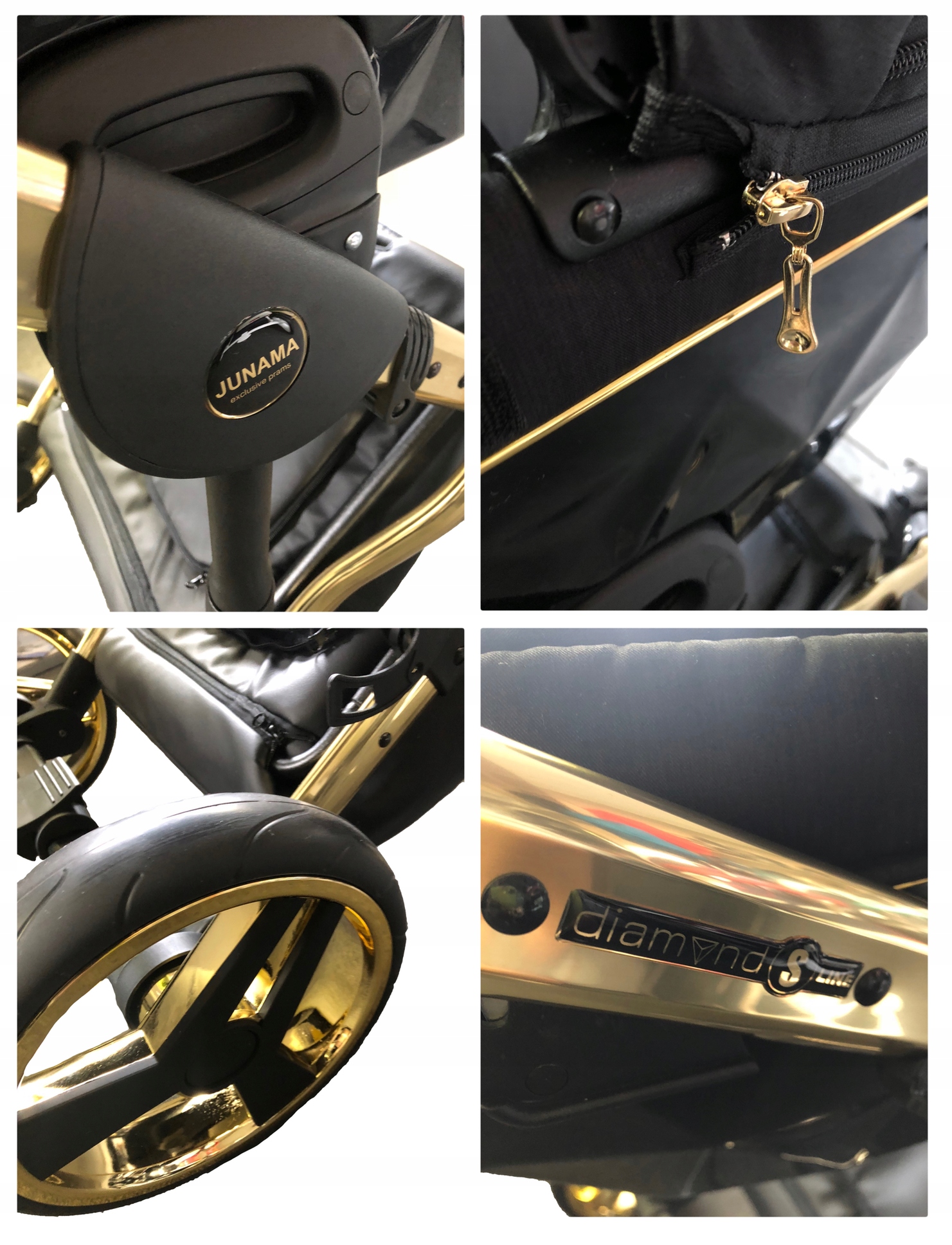 WÓZEK BLIŹNIACZY JUNAMA DIAMOND S LINE DUO 8W1 Elementy zestawu Spacerówka Gondola Fotelik samochodowy