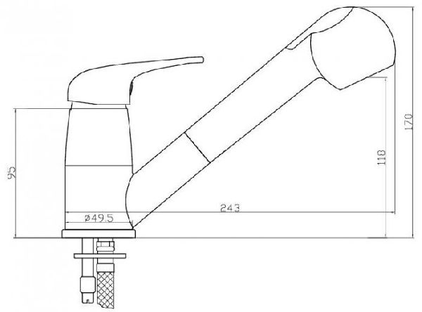 BATERIA ZLEWOZMYWAKOWA CYPR Z WYCIĄGANĄ WYLEWKĄ Linia CYPR