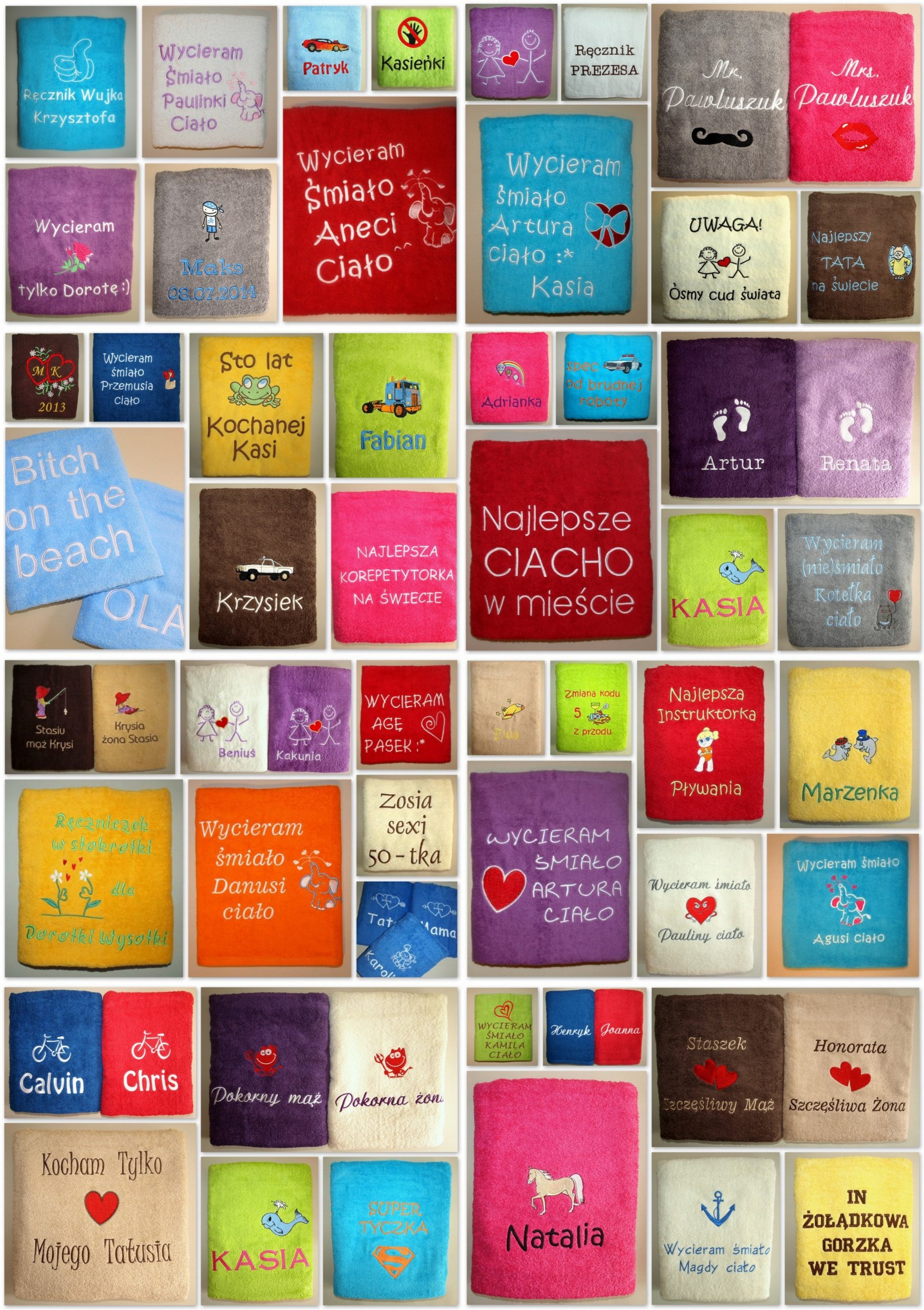 Extra RĘCZNIK z Twoim HAFTEM prezent na WALENTYNKI Kształt prostokątny