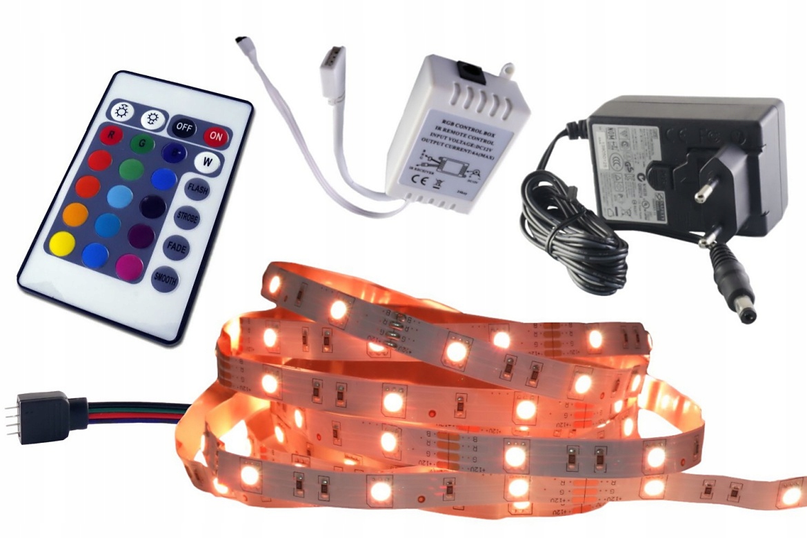 

Zestaw taśma Led Smd Rgb 5050 sterownik pilot 2.5m