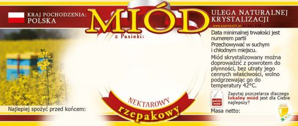 

Etykiety Samoprzylepne Rzepakowy miód 100 szt