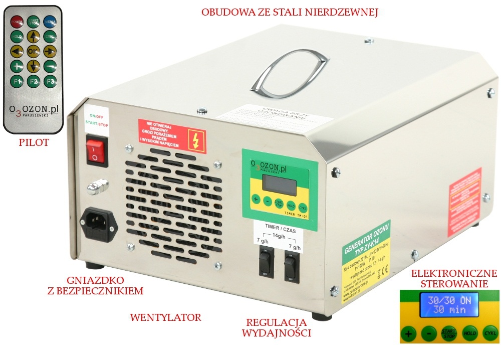 OZONATOR POLSKI GENERATOR OZONU 14 g h Producent code ZY K14E