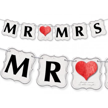 

Baner girlanda Mąż Żona kolor Mega banery Mr Mrs