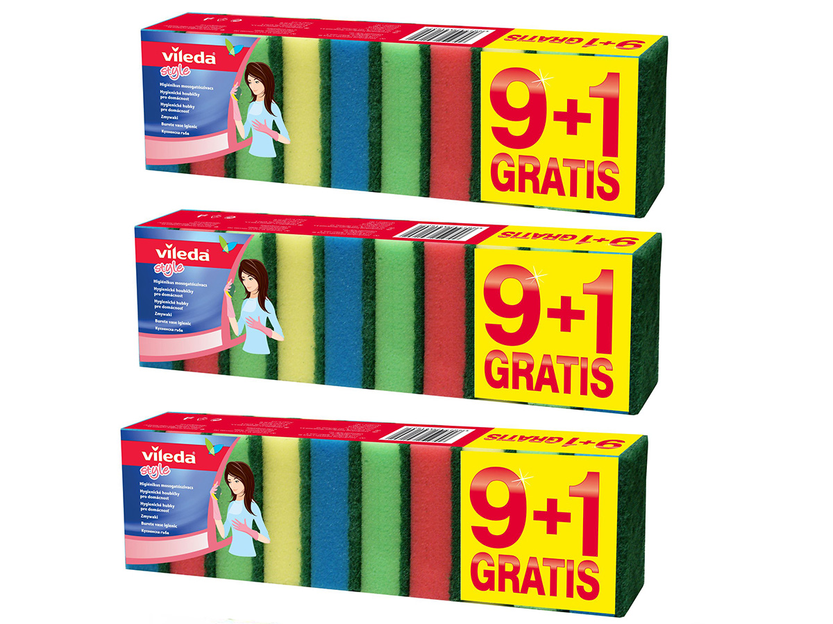 

Vileda 3x Zmywaki Style Gąbka 9+1 Myjki kuchenne