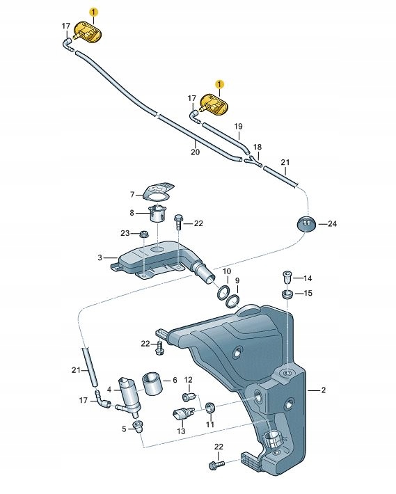 DYSZE SPRYSKIWACZA MGIELKA AUDI A4 A5 A6 A7 A8 Q7 Installation side front