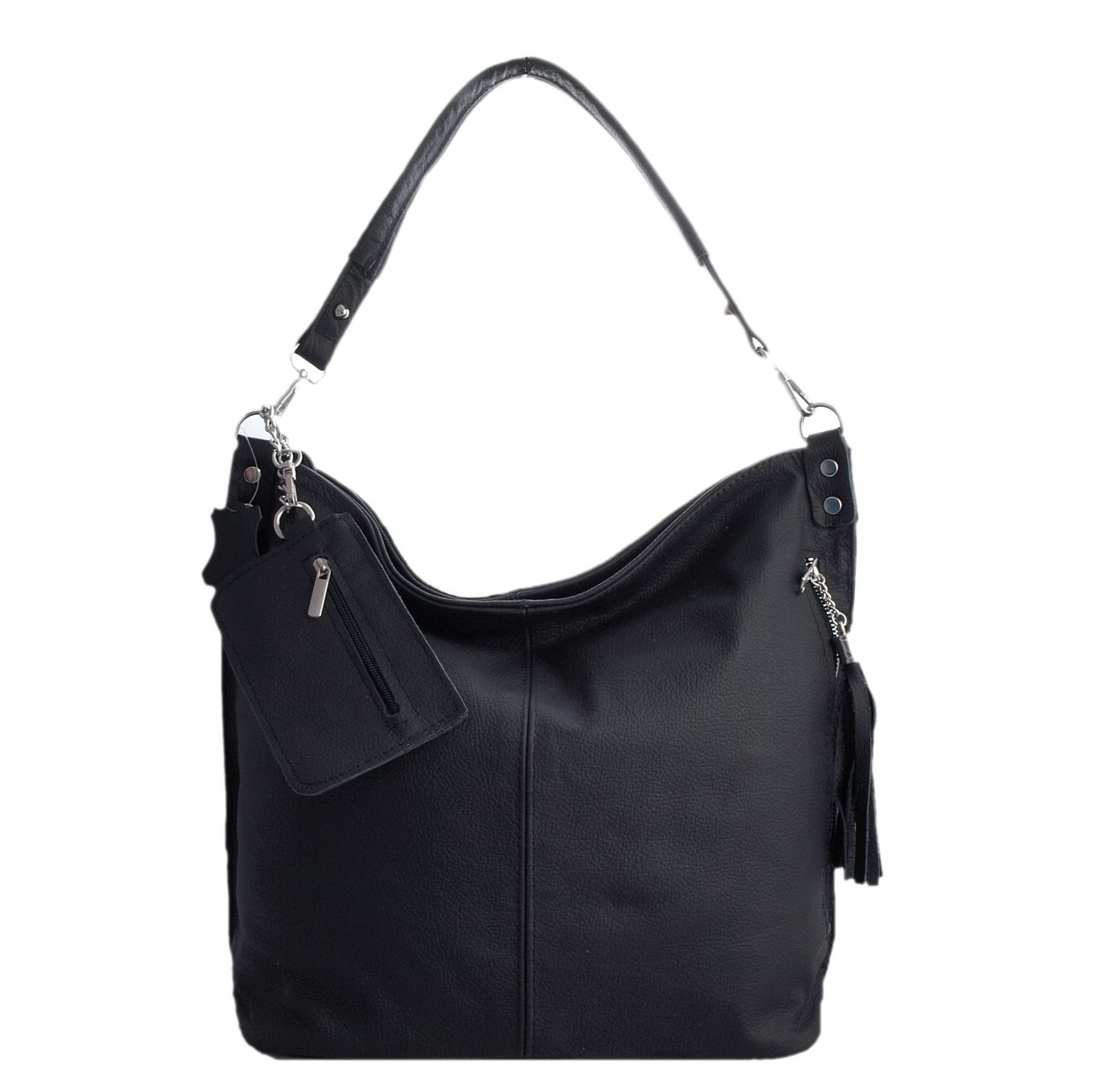 TOREBKA SKÓRZANA WOREK CZARNA LISTONOSZKA TORBA