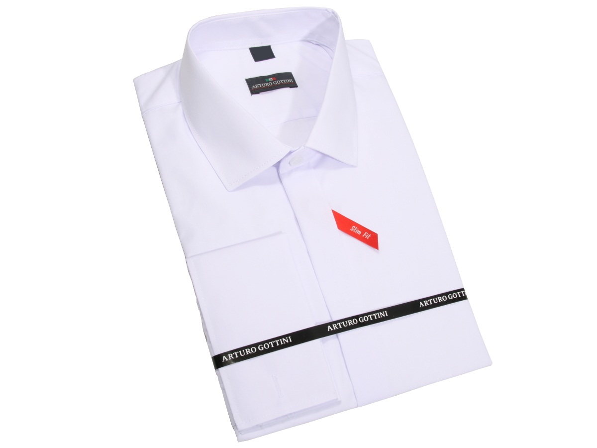 

Koszula Biała Gładka Na Spinki 45 176-182 Slim