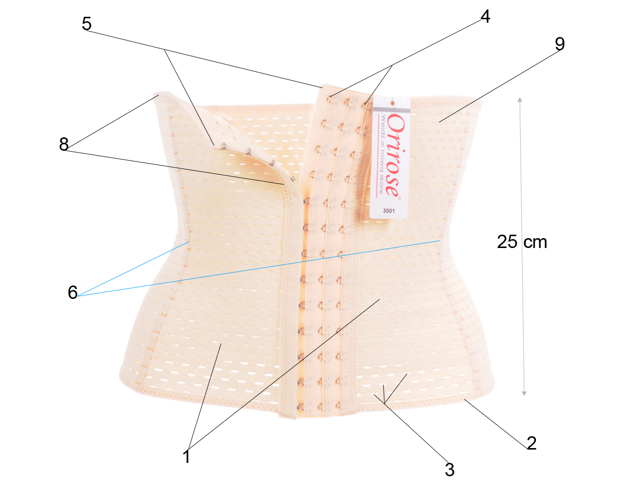 Orirose wysoki PAS GORSET mocno WYSZCZUPLAJĄCY modelujący brzuch REGULACJA Marka Orirose