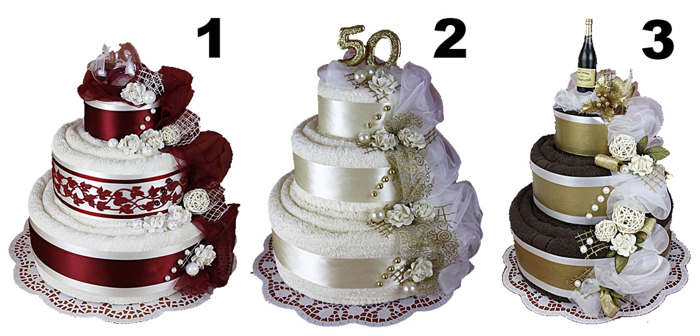 TORT z 6 RĘCZNIKÓW PREZENT SLUB HAFTY GRATIS Kod producenta ślub rocznica 25 50 rocznicę