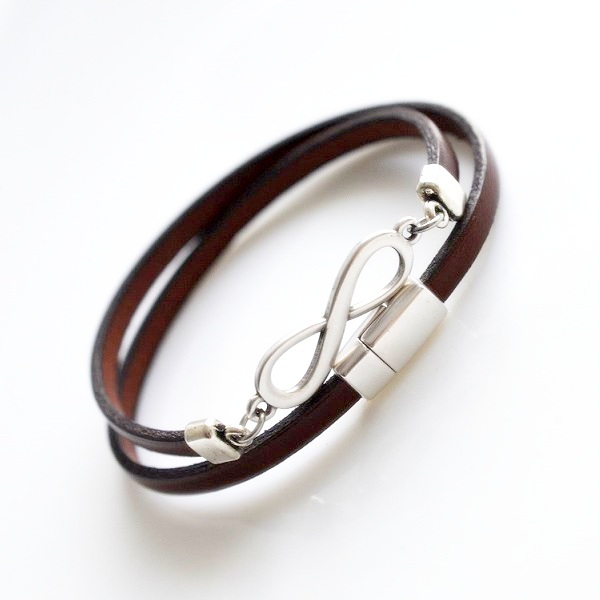 

Infinity bransoletka brązowa skórzana 5mm