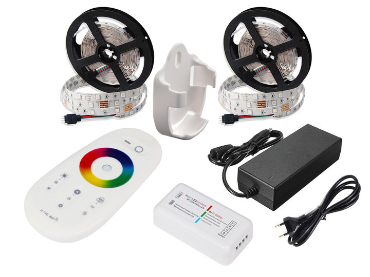 Led Rgb Bílá 5050 Set Páska 10 m Dálkový Ovladač Dotyk
