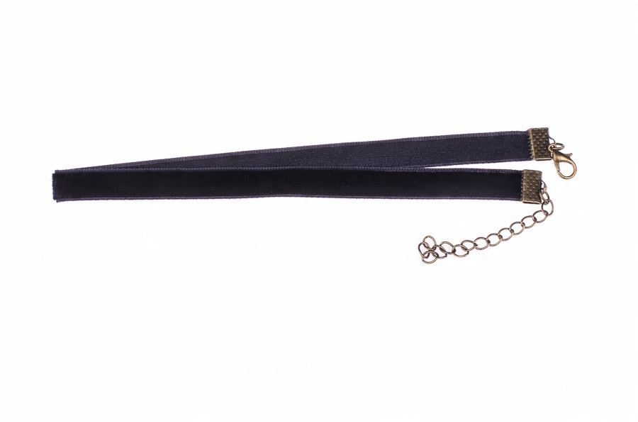 

Naszyjnik Czarny Choker Taśiemka Atłasowa Złoty