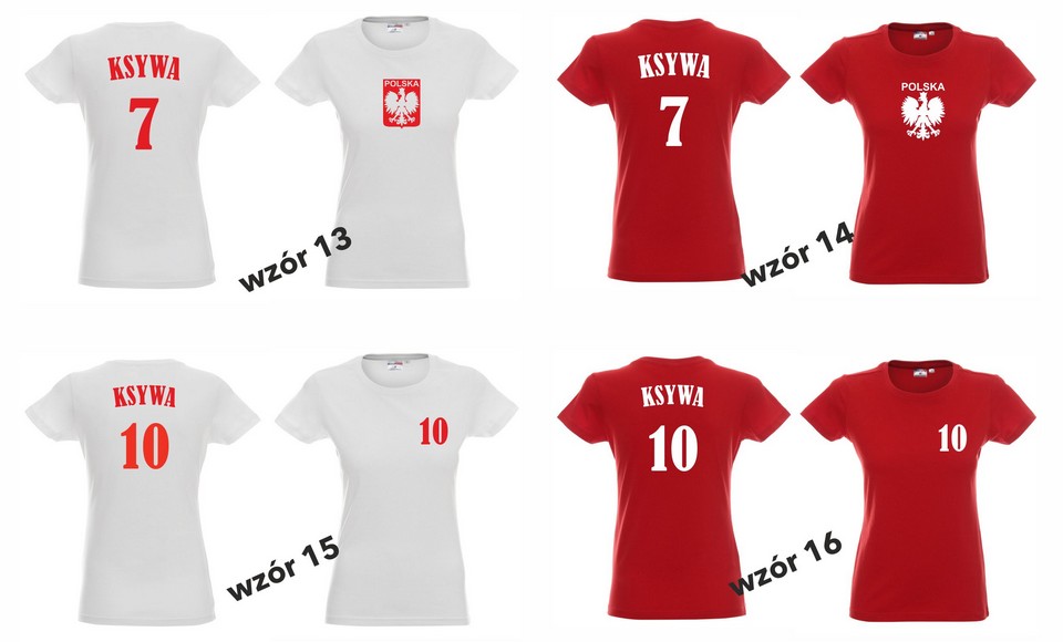 KOSZULKA POLSKI, KIBICA WŁASNY NAPIS IMIĘ dam XL Dekolt okrągły