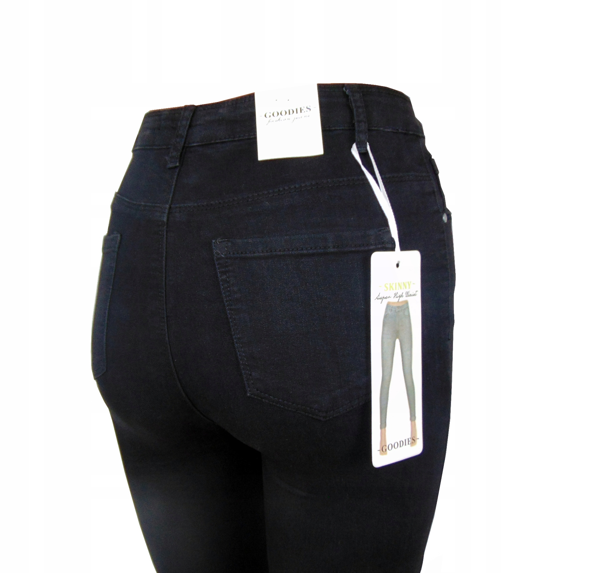 Spodnie jeans GOODIES czarne rurki wysoki stan 40 Rozmiar 40