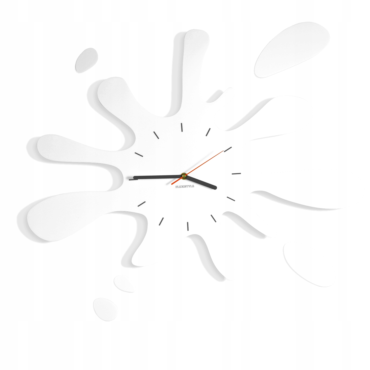 Wielki zegar ścienny nowoczesny KLEKS kolory biały