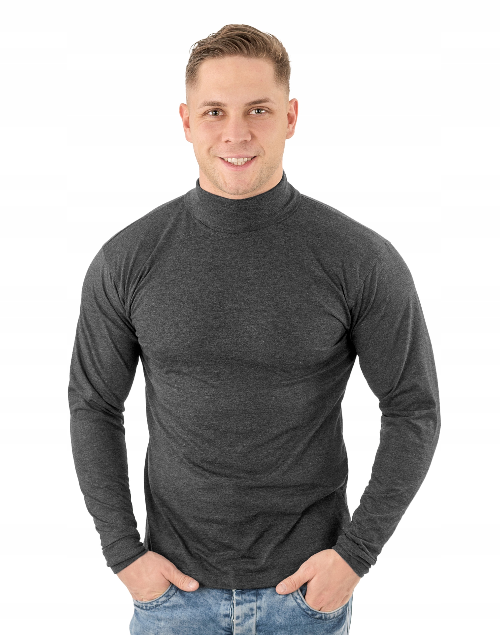 

Elegancki Sweter Golf Męski Golfy Wxm 6XL antracyt