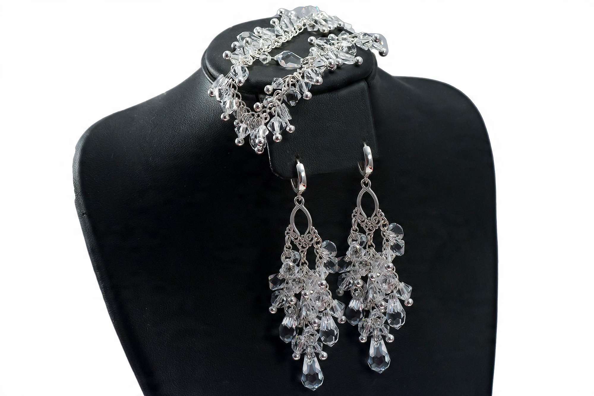 

Swarovski Kryształowy Komplet Krople Kolczyki ślub