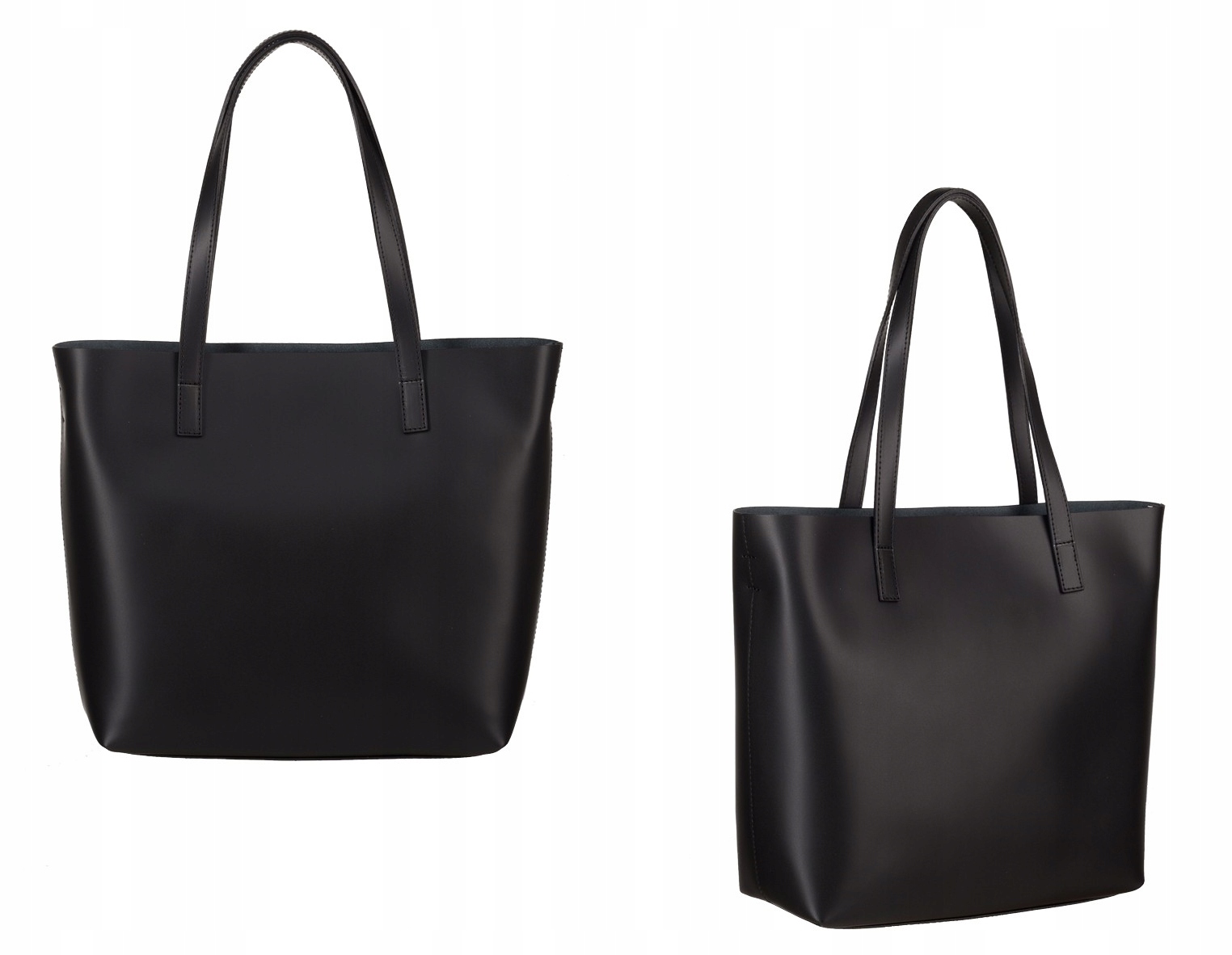 

Włoska Czarna Skórzana Torebka Skóra shopper bag